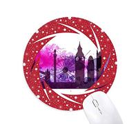DIYthinker Reino Unido Inglaterra Londres Purple Acuarela Landmark ilustración Patron Wheel Mouse Pad de Goma roja Redonda