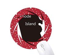 DIYthinker Rhode Island USA Mapa Silueta Wheel Mouse Pad de Goma roja Redonda