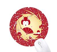 DIYthinker Rojo Amarillo Blanco Taza Sushi de Japón Wheel Mouse Pad de Goma roja Redonda
