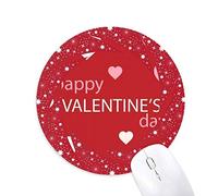 DIYthinker Rojo Rosa Blanco Corazones de San Valentín Wheel Mouse Pad de Goma roja Redonda