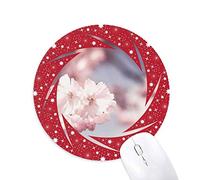 DIYthinker Rosa Blanco Dim Flores Wheel Mouse Pad de Goma roja Redonda