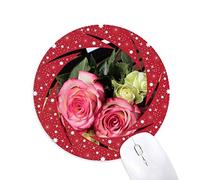 DIYthinker Rosa Blanco Flores Hermosas Bench Wheel Mouse Pad de Goma roja Redonda