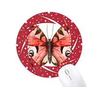 DIYthinker Rose Pink Butterfly en la Pintura de Aceite Wheel Mouse Pad de Goma roja Redonda