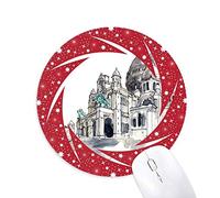 DIYthinker Sacre Coeur en París, Francia Wheel Mouse Pad de Goma roja Redonda