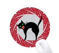 DIYthinker Scary Gato Negro de Halloween Wheel Mouse Pad de Goma roja Redonda