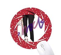 DIYthinker Shock Chica Figura Art Design Illustration Wheel Mouse Pad de Goma roja Redonda