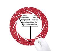 DIYthinker Silueta de Long Island Ice Tea Cocktail Wheel Mouse Pad de Goma roja Redonda