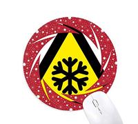 DIYthinker Símbolo de Advertencia Amarillo Negro Snow Road guinda Triangle Wheel Mouse Pad de Goma roja Redonda