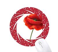 DIYthinker Simplicidad Flor roja Pintura Arte Corn Poppy Wheel Mouse Pad de Goma roja Redonda