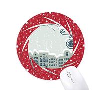 DIYthinker Snow Tree Bird City farola Wheel Mouse Pad de Goma roja Redonda