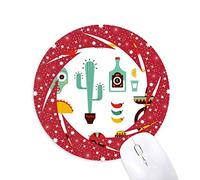 DIYthinker Sombrero de Tequila Elment Guitarra Chile Mexico Wheel Mouse Pad de Goma roja Redonda