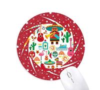 DIYthinker Sombrero Suger Calavera Mexicana Flamingo Wheel Mouse Pad de Goma roja Redonda