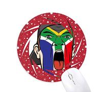 DIYthinker South Africa Flag Maquillaje Facial Cap Wheel Mouse Pad de Goma roja Redonda