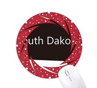 DIYthinker South Dakota USA Mapa Silueta Wheel Mouse Pad de Goma roja Redonda