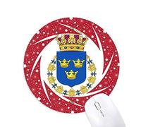 DIYthinker Suecia Europa Emblema Nacional Wheel Mouse Pad de Goma roja Redonda