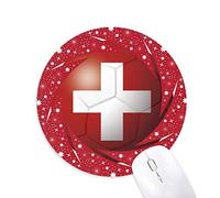 DIYthinker Suiza National Flag World Cup Wheel Mouse Pad de Goma roja Redonda