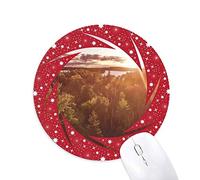 DIYthinker Sunshine Ciencias forestales paisajes Naturaleza Wheel Mouse Pad de Goma roja Redonda