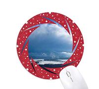 DIYthinker Sunshine Luz Cielo Azul Nubes Wheel Mouse Pad de Goma roja Redonda