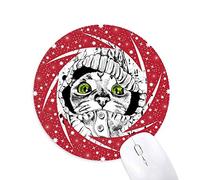 DIYthinker Sweater Gato Blanco Cabeza Proteger Animal Mascota Amante Wheel Mouse Pad de Goma roja Redonda
