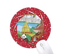 DIYthinker Tailandia, Chiang MAI Panda Temple Wheel Mouse Pad de Goma roja Redonda
