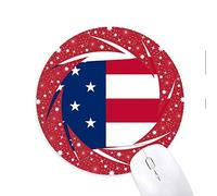 DIYthinker Tennessee USA Mapa Estrellas Rayas Bandera Forma Wheel Mouse Pad de Goma roja Redonda