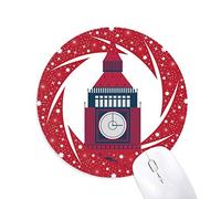 DIYthinker Torre Big Ben Reino Unido Inglaterra histórica Bandera Patron Marca ilustración Wheel Mouse Pad de Goma roja Redonda