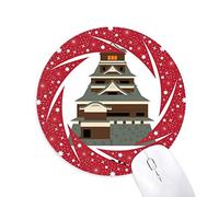 DIYthinker Traditioanal Palacio Japonés de Kyoto Wheel Mouse Pad de Goma roja Redonda