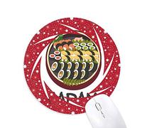 DIYthinker Traditional Japanese Sushi Sabroso Wheel Mouse Pad de Goma roja Redonda