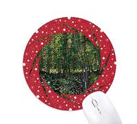 DIYthinker Tree Forest Flower Landscape ilustración Wheel Mouse Pad de Goma roja Redonda