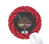 DIYthinker Tres Dulce Helado de Chocolate Ball Wheel Mouse Pad de Goma roja Redonda