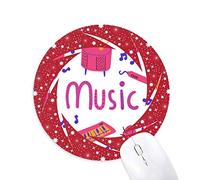 DIYthinker Trombone Guitar Music Instrumento patrón Wheel Mouse Pad de Goma roja Redonda