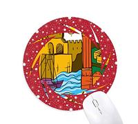 DIYthinker Turquía Antalya Burdur Acuarela Wheel Mouse Pad de Goma roja Redonda