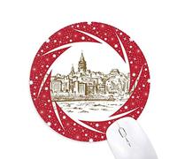 DIYthinker Turquía River Dibujo Paisaje país City Landmark ilustración Patron Wheel Mouse Pad de Goma roja Redonda