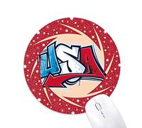 DIYthinker USA American Style Palabras Graffiti Wheel Mouse Pad de Goma roja Redonda