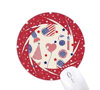 DIYthinker USA Globo Caramelo corazón Flag Star Festival Wheel Mouse Pad de Goma roja Redonda