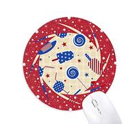DIYthinker USA Sombrero Candy Ice Cream Star Festival Wheel Mouse Pad de Goma roja Redonda