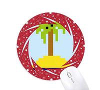 DIYthinker Vela de Verano Coco Tree Pixel Wheel Mouse Pad de Goma roja Redonda