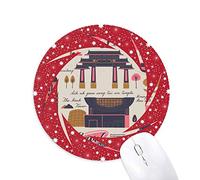 DIYthinker Viaje de Hong Kong China Famosa Wheel Mouse Pad de Goma roja Redonda