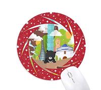 DIYthinker Viajes a Taiwan 101 Edificio China Wheel Mouse Pad de Goma roja Redonda