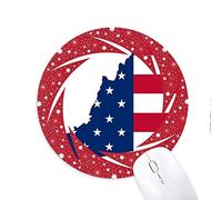 DIYthinker Virginia USA Mapa Estrellas Rayas Bandera Forma Wheel Mouse Pad de Goma roja Redonda