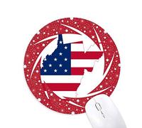 DIYthinker Virginia USA West Mapa Estrellas Rayas Bandera Forma Wheel Mouse Pad de Goma roja Redonda