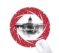 DIYthinker Washington America Landmark Tinta Ciudad Wheel Mouse Pad de Goma roja Redonda