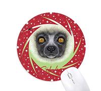 DIYthinker White Fluffy Verreaux Mono Animal Wheel Mouse Pad de Goma roja Redonda