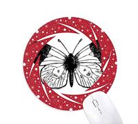DIYthinker White Wings Butterfly Modelo Wheel Mouse Pad de Goma roja Redonda