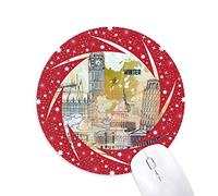 DIYthinker World Travel Landmark Big Ben Torre Inclinada de Pisa Wheel Mouse Pad de Goma roja Redonda