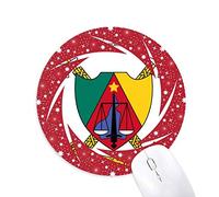 DIYthinker Yaoundé, Cameroon National Emblem Wheel Mouse Pad de Goma roja Redonda