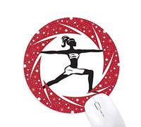 DIYthinker Yoga Girl Mantener Sano Deporte Silueta Wheel Mouse Pad de Goma roja Redonda