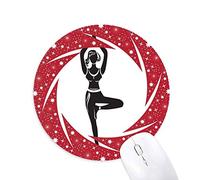 DIYthinker Yoga Girl Stand Mantener la Silueta Wheel Mouse Pad de Goma roja Redonda