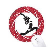 DIYthinker Yoga Mantener Sano el Estiramiento Silueta Wheel Mouse Pad de Goma roja Redonda