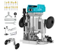 DIYTOOLIFZ Router compacto inalámbrico compatible con batería Ma-kita (solo herramienta), base fija y de inmersión, base fija de enrutador de doble mango para carpintería, recorte y proyectos de